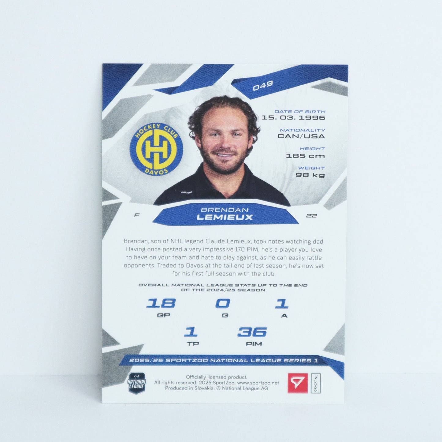 049 - HCD - BRENDAN LEMIEUX - BASE GREEN - 17/30