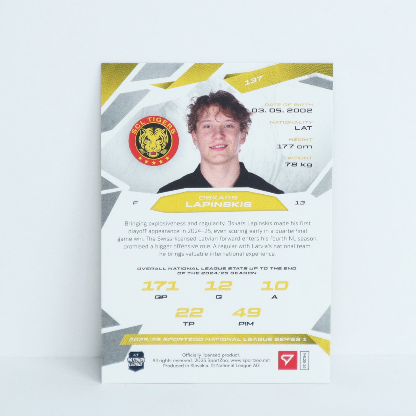 137 - SCL - OSKARS LAPINSKIS - BASE GOLD - 06/10