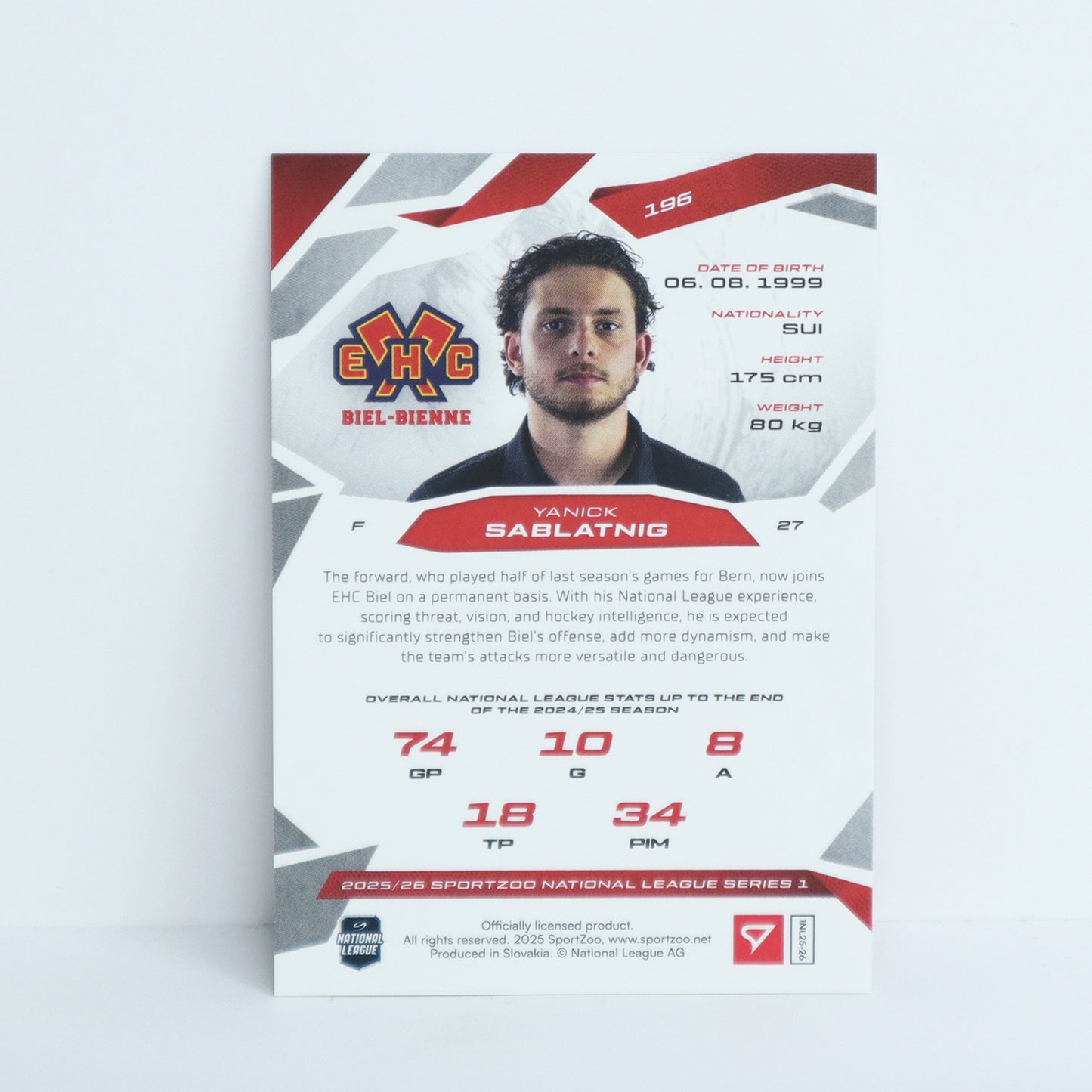 196 - EHCB - YANICK SABLATNIG - BASE RED - 06/20
