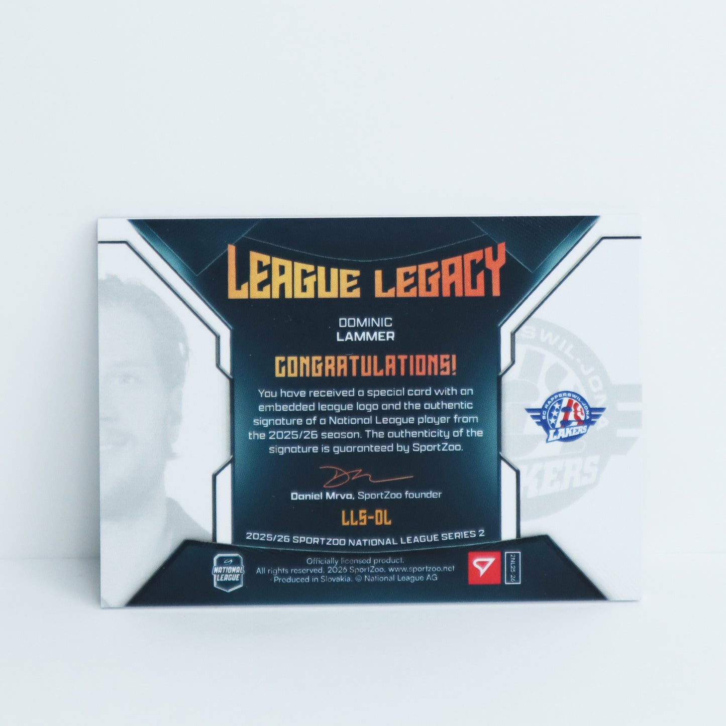 LLS-DL - SCRJ - DOMINIC LAMMER - LEAGUE LEGACY GOLD AUTO - 1/9