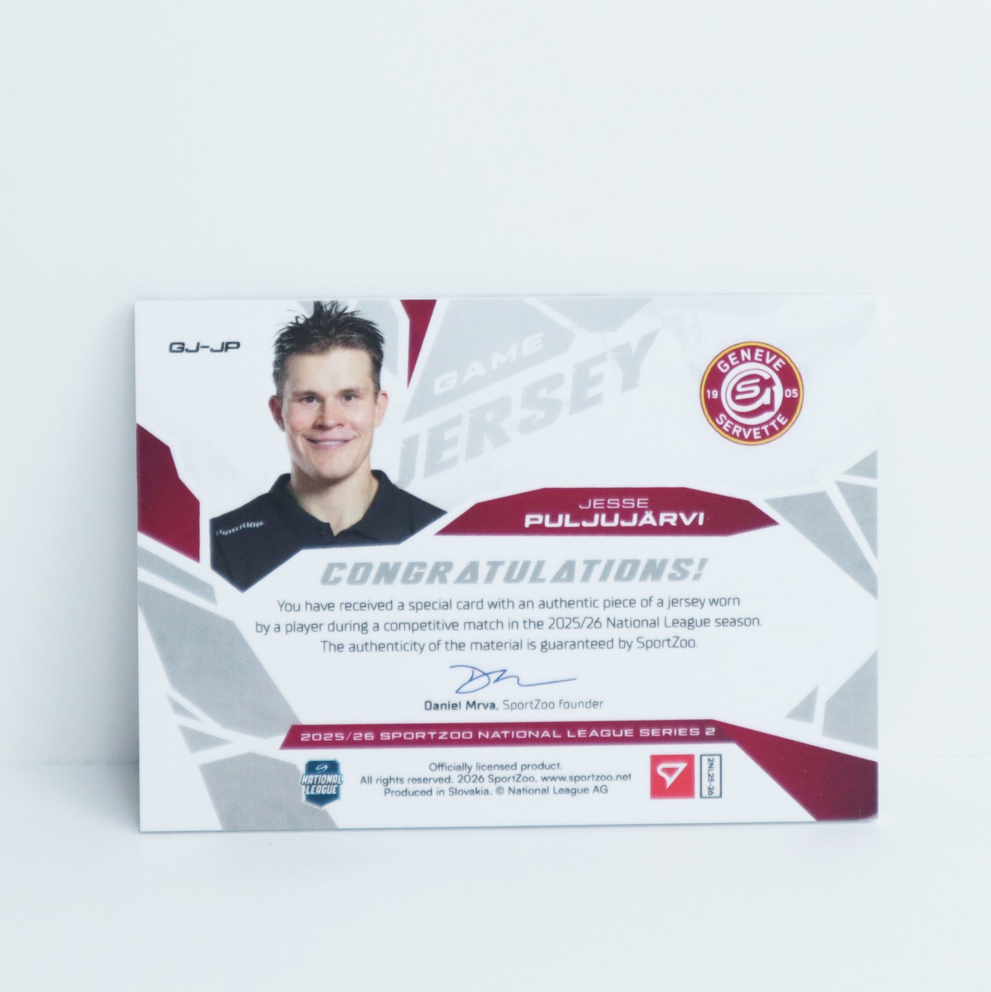 GJ-JP - GSHC - JESSE PULJUJARVI - GAME JERSEY SILVER - 57/85