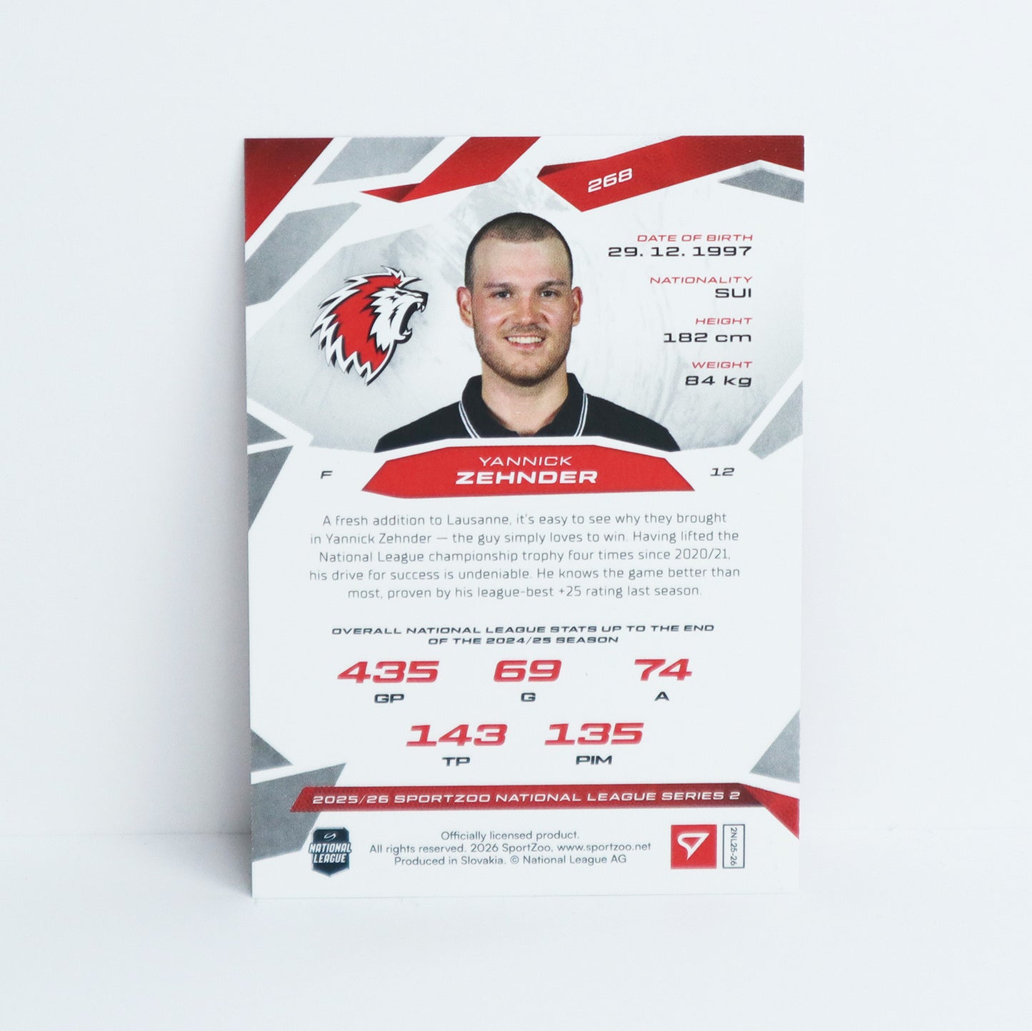 268 - LHC - YANNICK ZEHNDER - BASE RED - 08/20