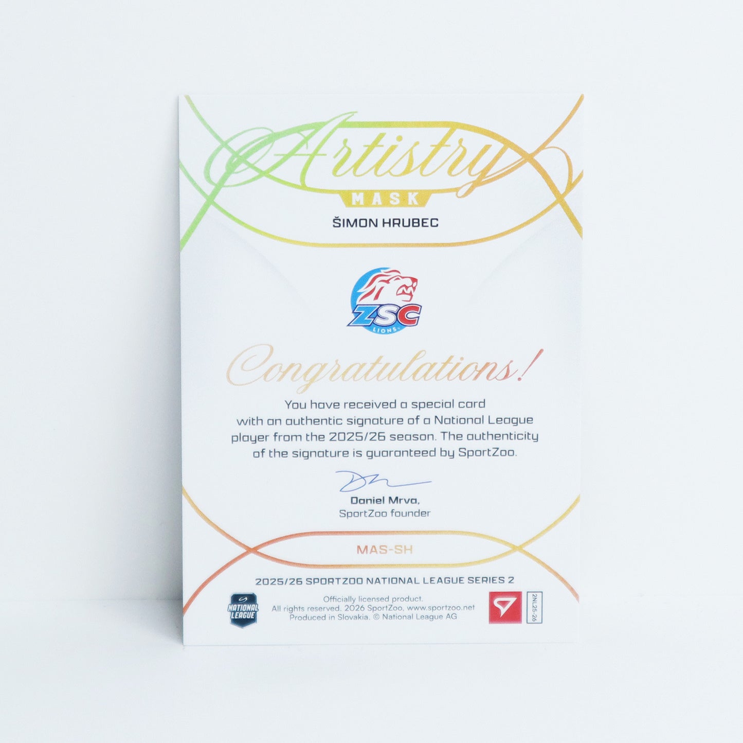 MAS-SH - ZSC - SIMON HRUBEC - MASK ARTISTRY GOLD AUTO - 06/35