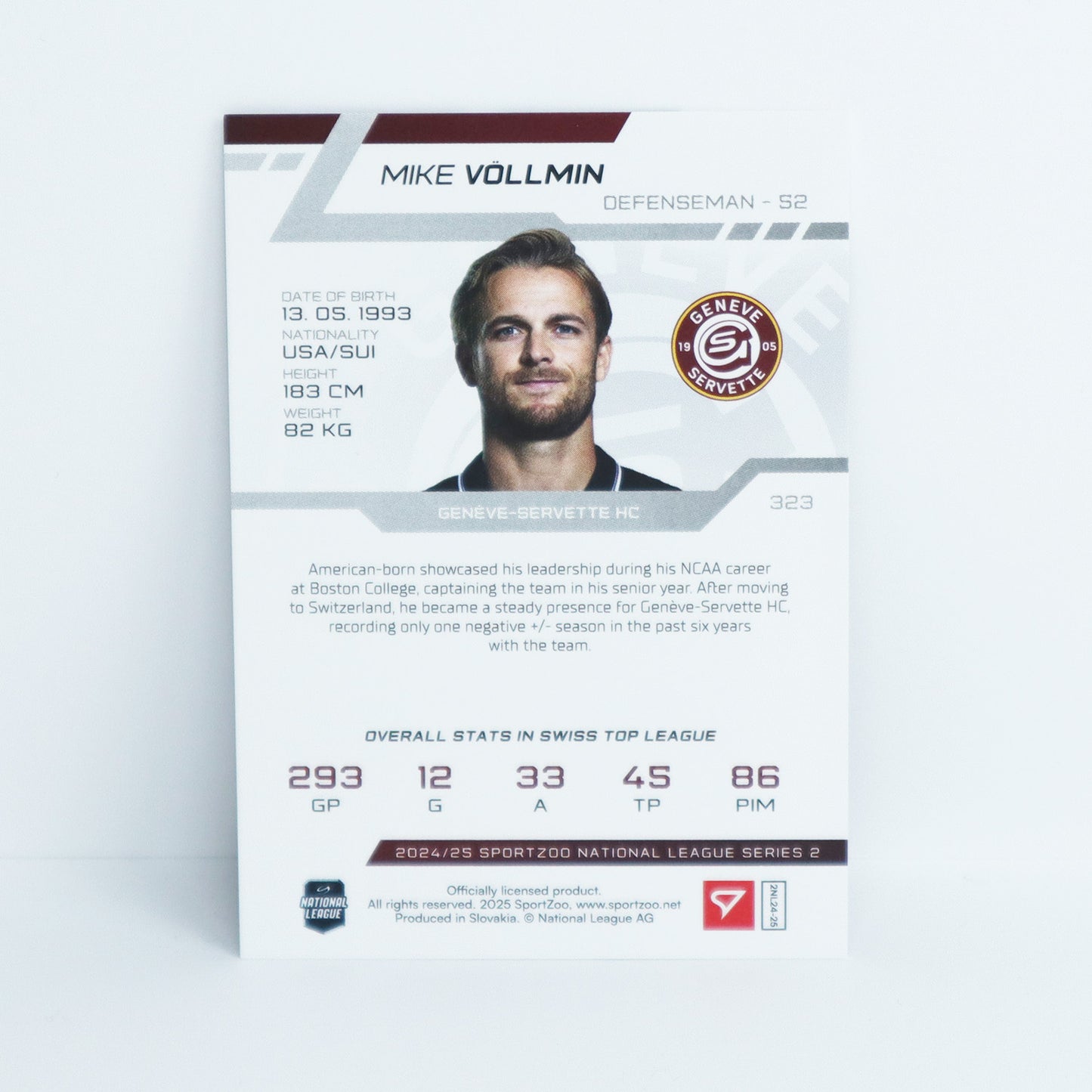 323 - GSHC - MIKE VOLLMIN - BASE BLACK - 1/1