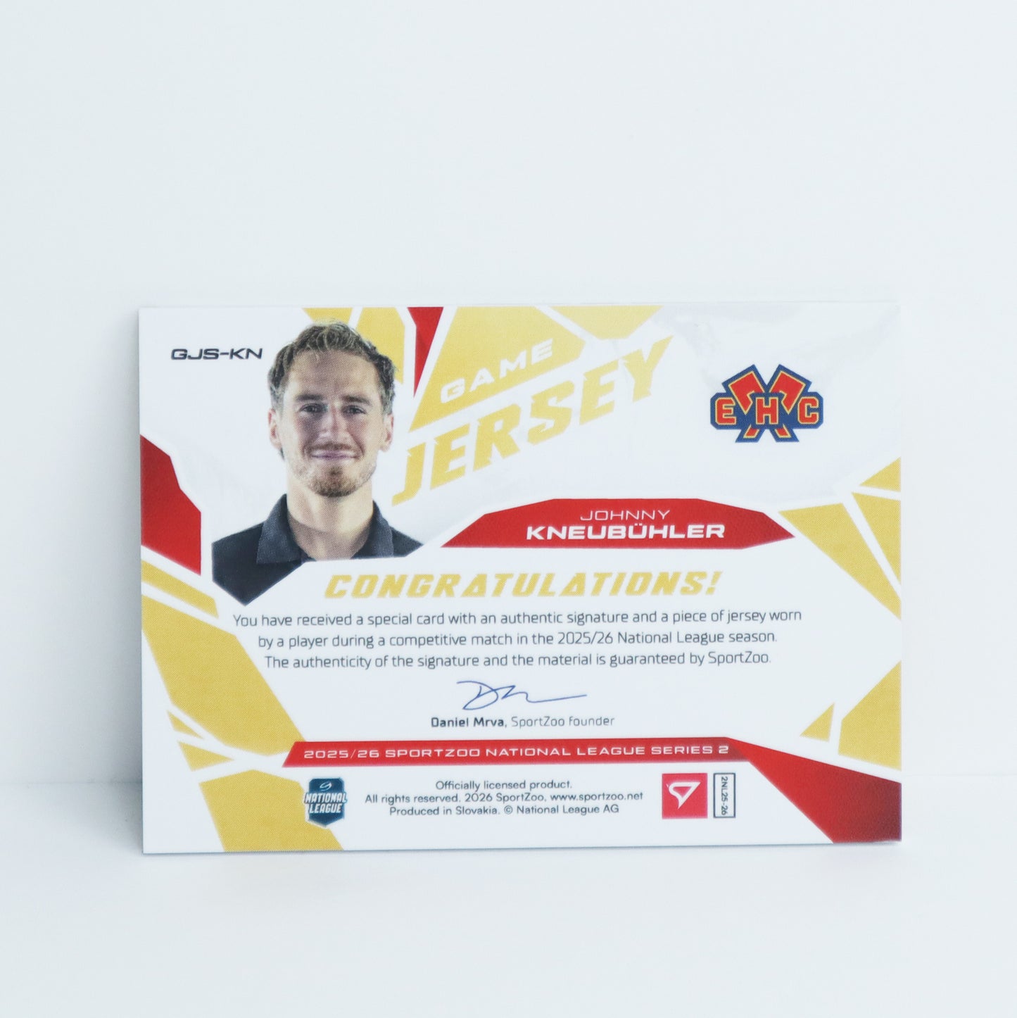 GJS-KN - EHCB - JOHNNY KNEUBUHLER - GAME JERSEY GOLD AUTO - 12/30