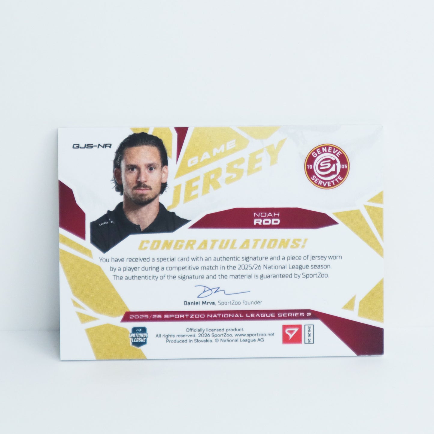 GJS-NR - GSHC - NOAH ROD - GAME JERSEY GOLD AUTO - 04/30