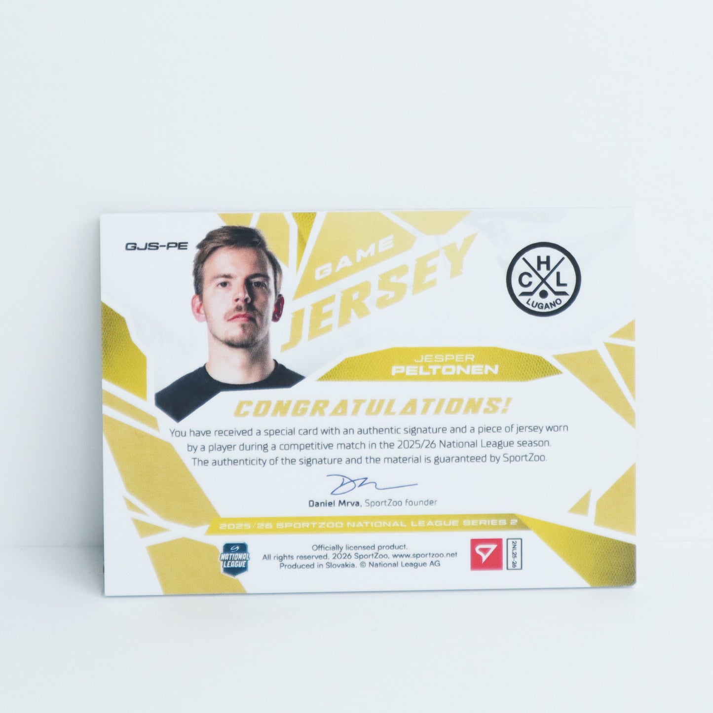 GJS-PE - HCL - JESPER PELTONEN - GAME JERSEY GOLD AUTO - 06/30