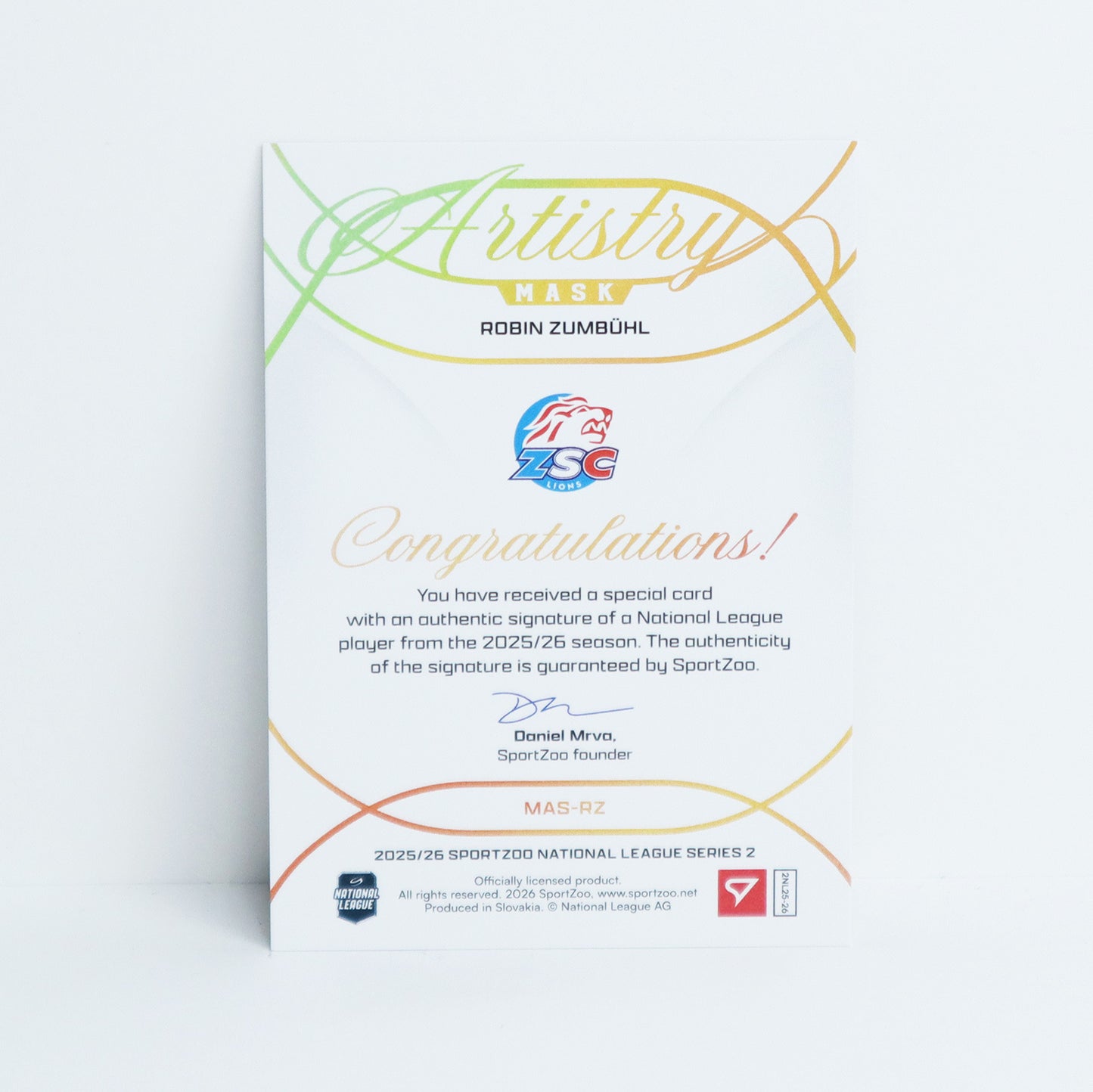 MAS-RZ - ZSC - ROBIN ZUMBUHL - MASK ARTISTRY GOLD AUTO - 24/35