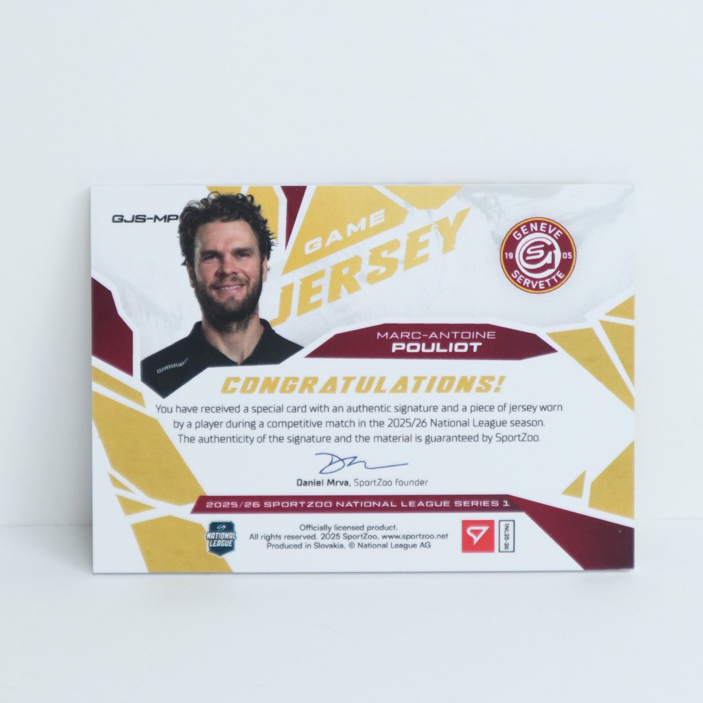 GJS-MP - GSHC - MARC-ANTOINE POULIOT - GAME JERSEY GOLD AUTO - 19/30