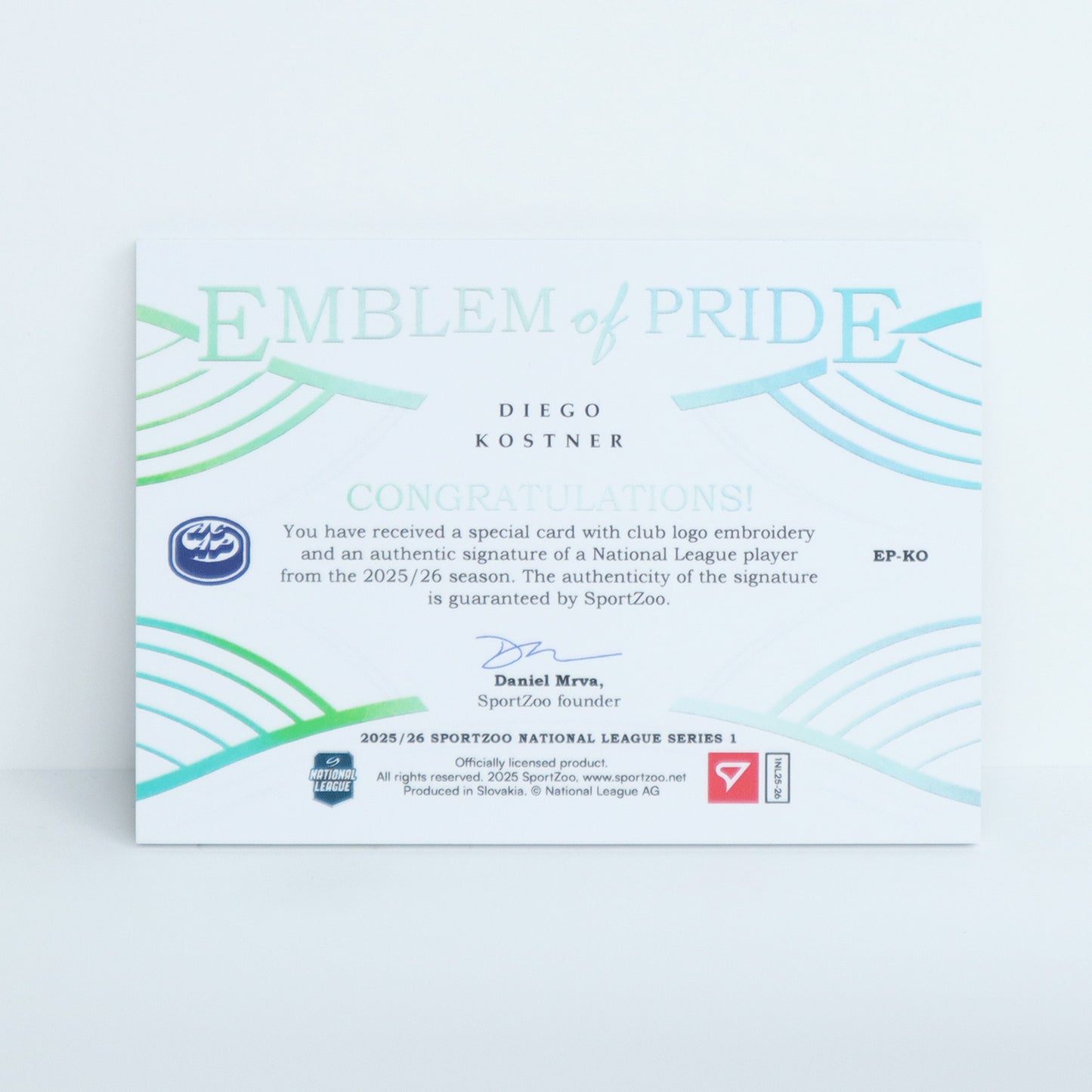 EP-KO - HCAP - DIEGO KOSTNER - EMBLEM OF PRIDE SILVER AUTO - 13/35