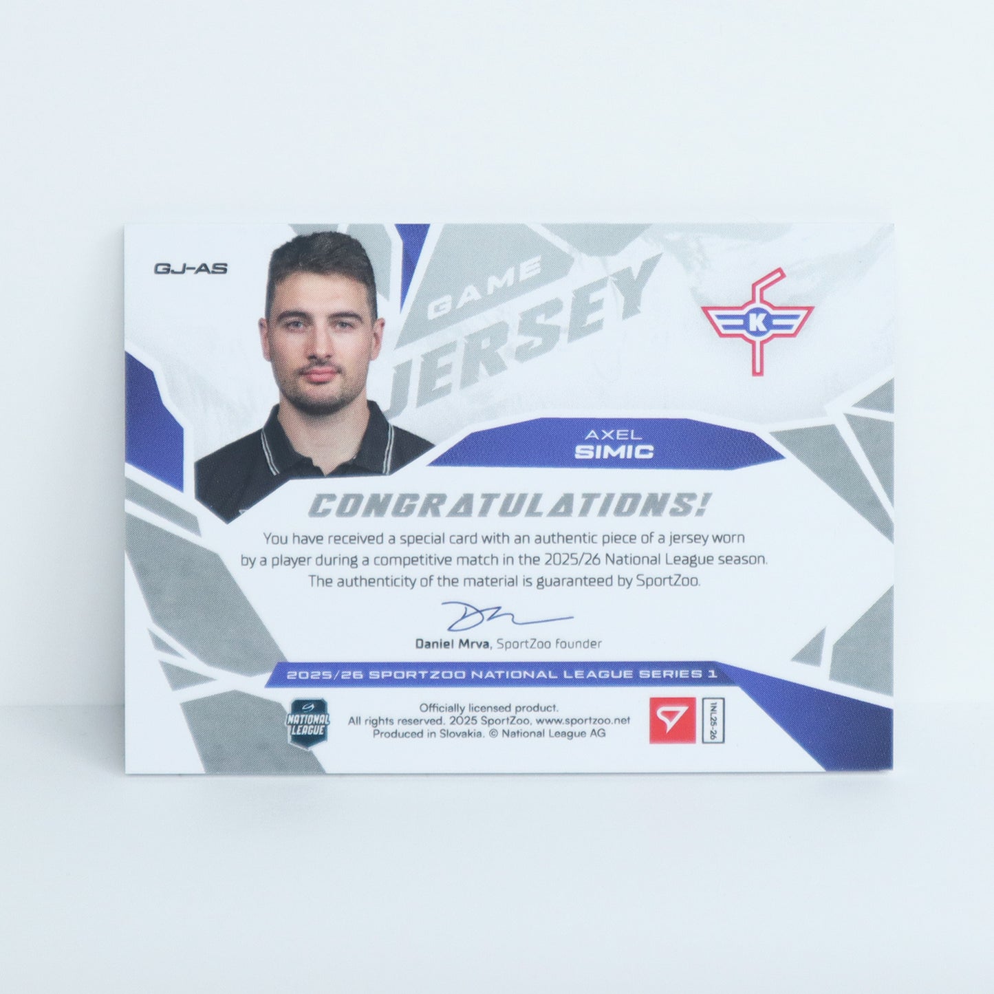 GJ-AS - EHCK - AXEL SIMIC - GAME JERSEY SILVER - 26/85