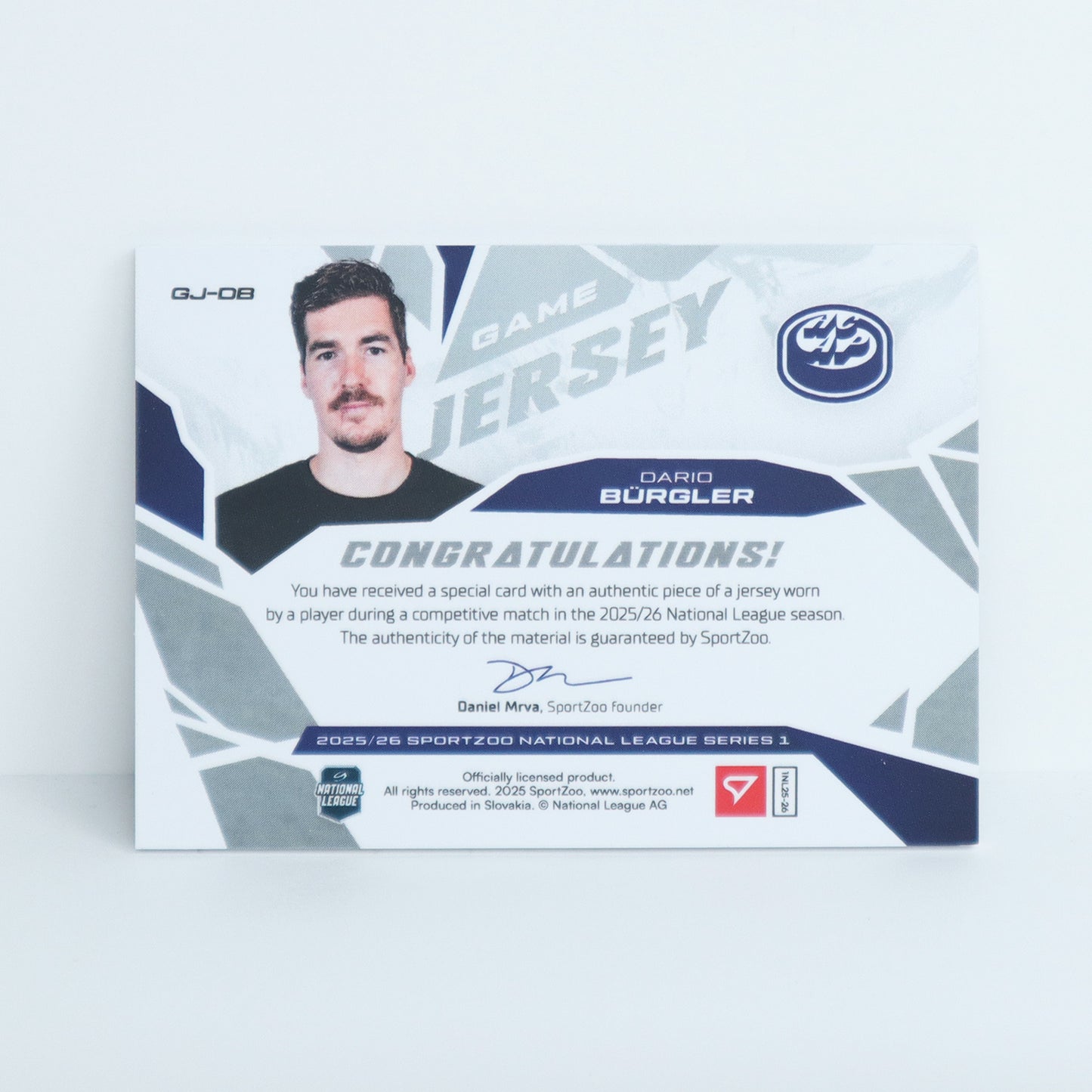 GJ-DB - HCAP - DARIO BURGLER - GAME JERSEY SILVER - 08/85