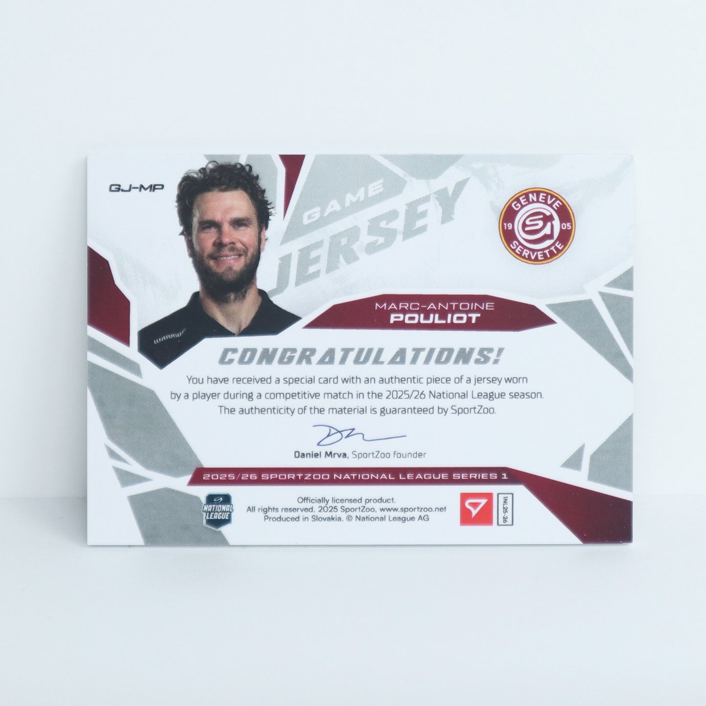 GJ-MP - GSHC - MARC-ANTOINE POULIOT - GAME JERSEY SILVER - 30/85