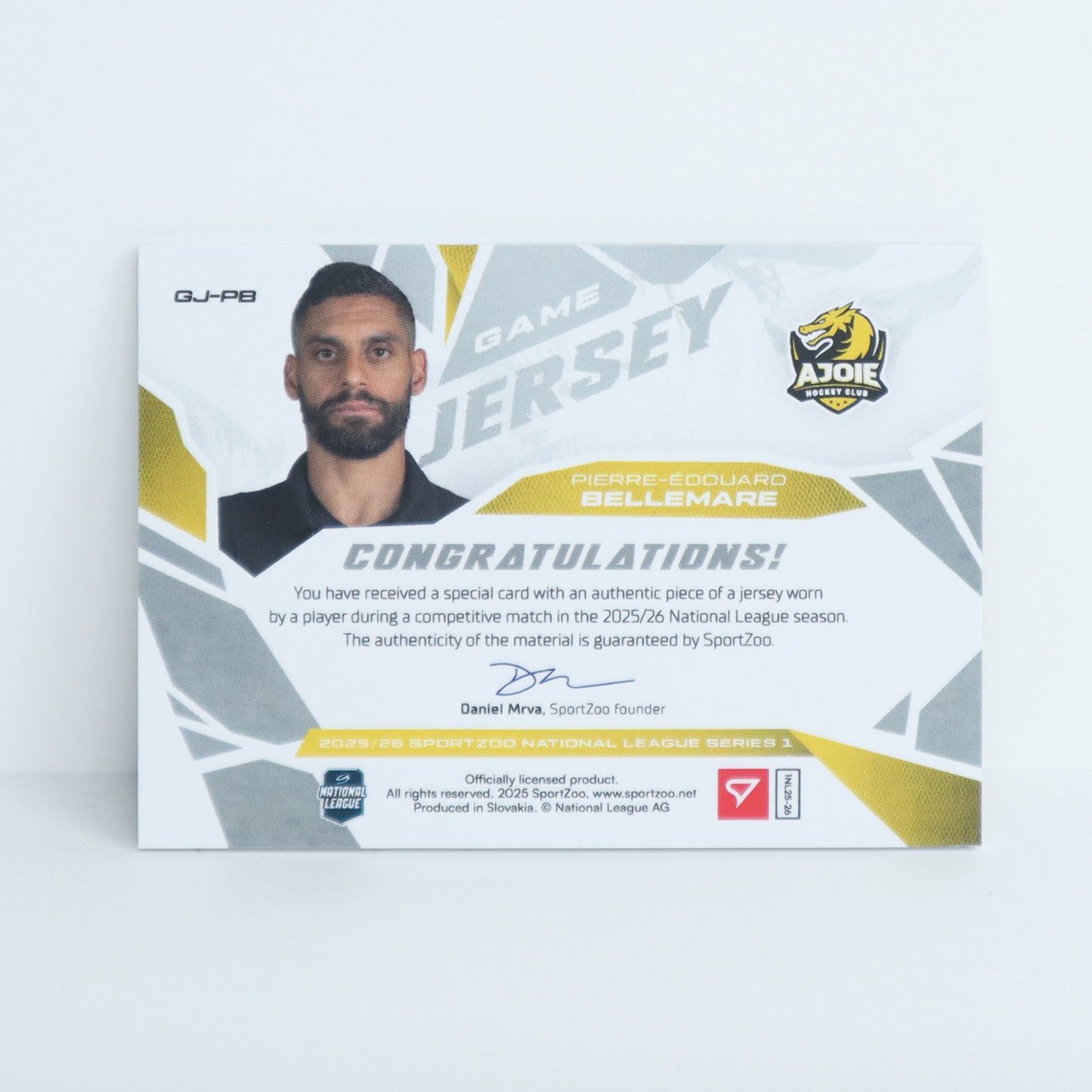 GJ-PB - HCA - PIERRE-EDOUARD BELLEMARE - GAME JERSEY SILVER - 08/85