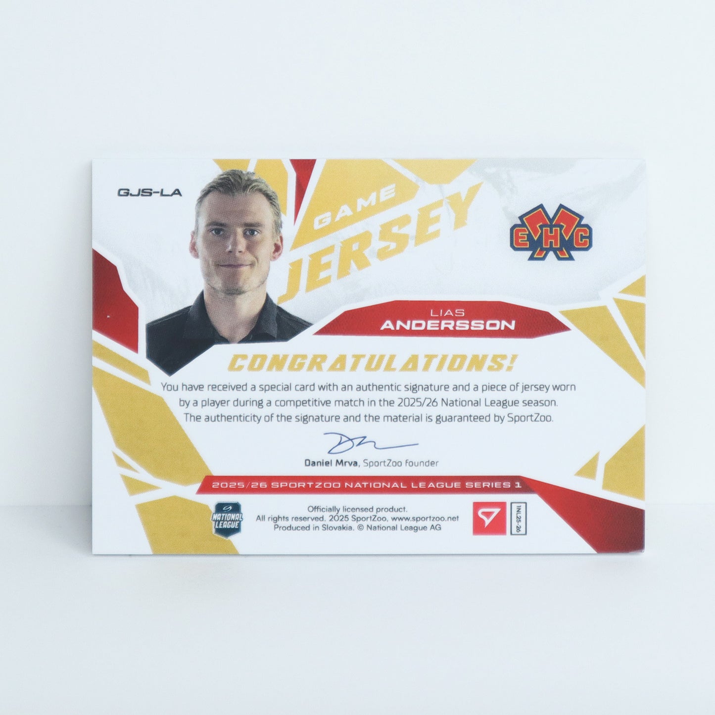 GJS-LA - EHCB - LIAS ANDERSSON - GAME JERSEY GOLD AUTO - 11/30