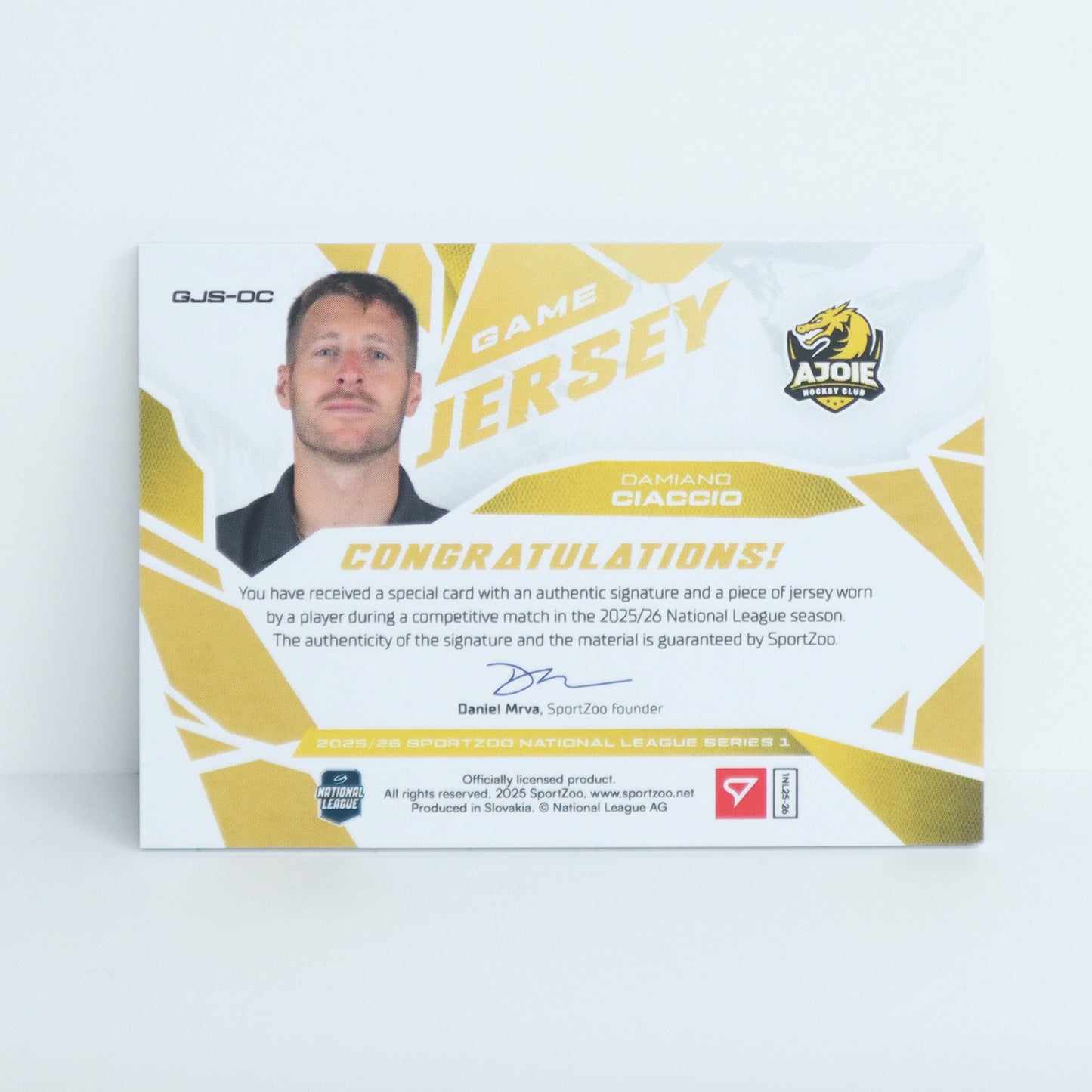 GJS-DC - HCA - DAMIANO CIACCIO - GAME JERSEY GOLD AUTO - 02/30