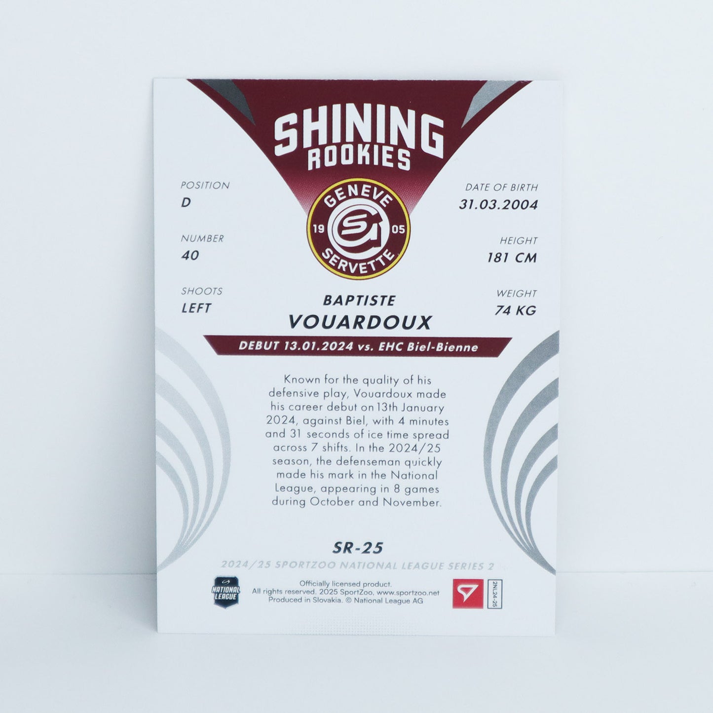 SR-25 - GSHC - BAPTISTE VOUARDOUX - SHINING ROOKIES BASE