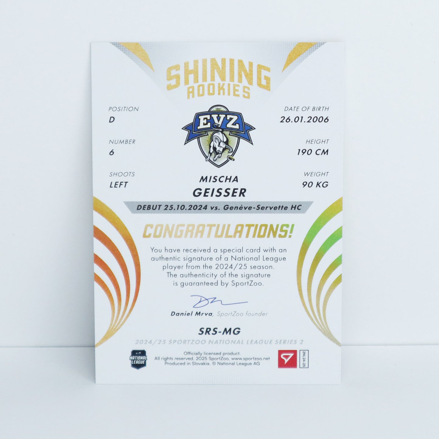 SRS-MG - EVZ - MISCHA GEISSER - SHINING ROOKIES GOLD AUTO - 12/39