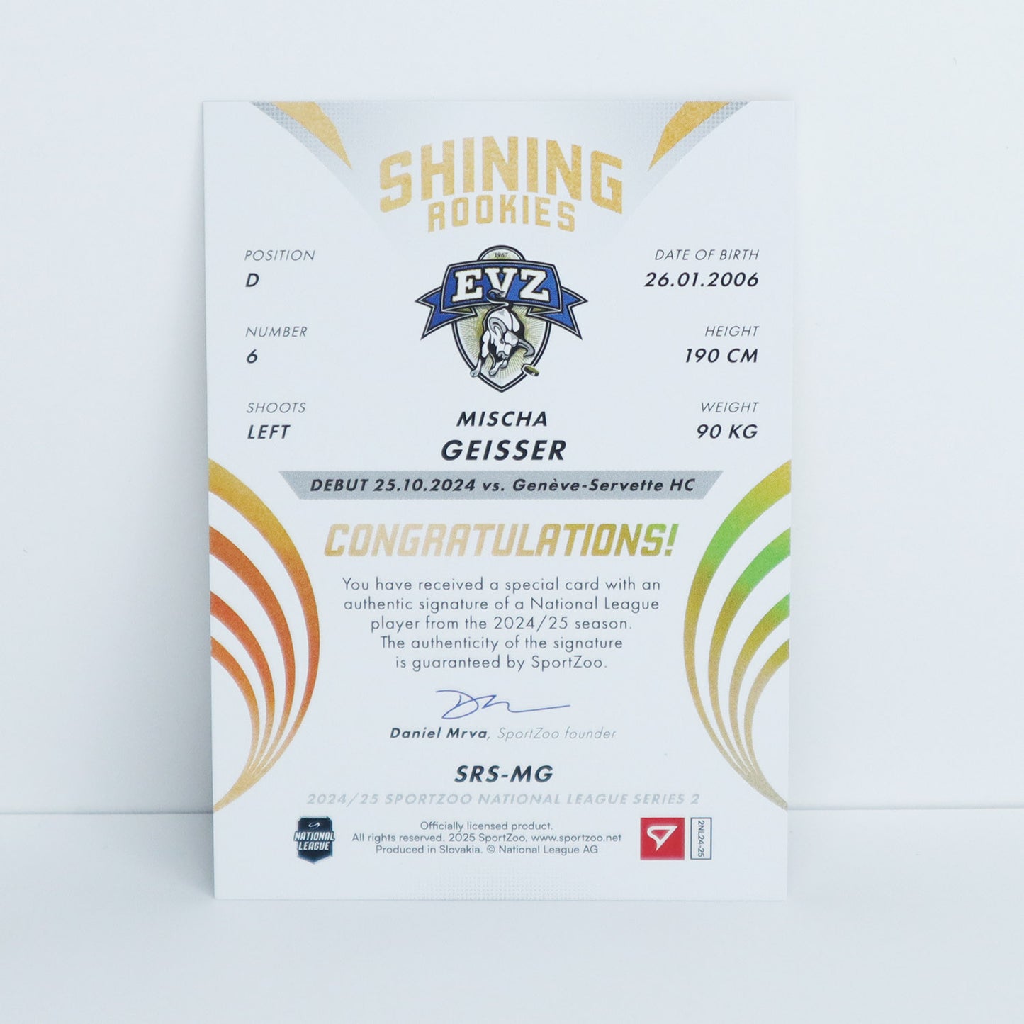 SRS-MG - EVZ - MISCHA GEISSER - SHINING ROOKIES GOLD AUTO - 19/39