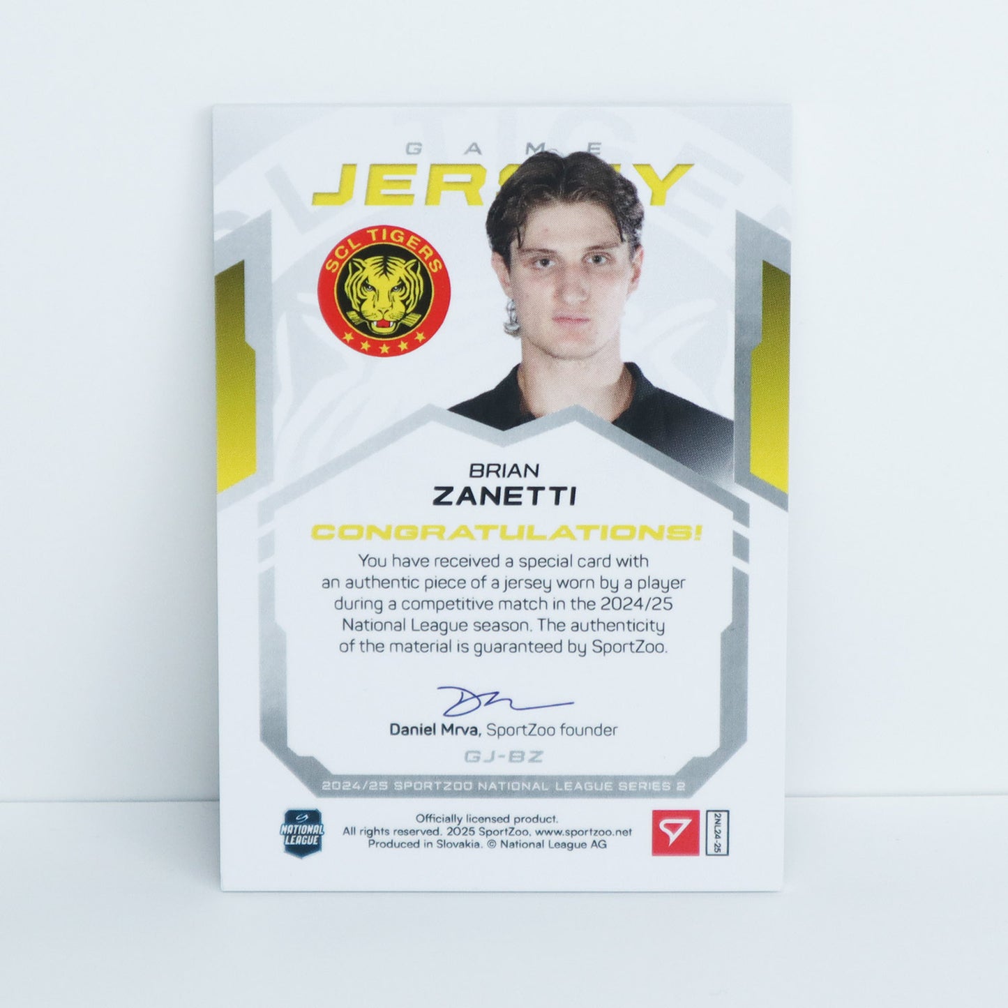 GJ-BZ - SCL - BRIAN ZANETTI - GAME JERSEY SILVER - 47/65