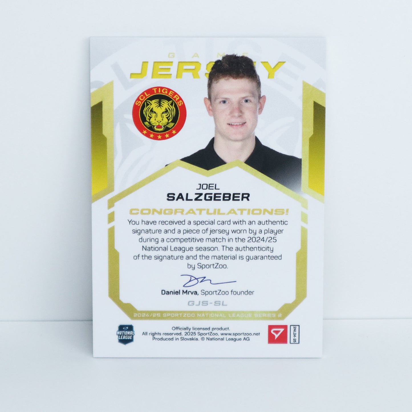 GJS-SL - SCL - JOEL SALZGEBER - GAME JERSEY GOLD AUTO - 12/20