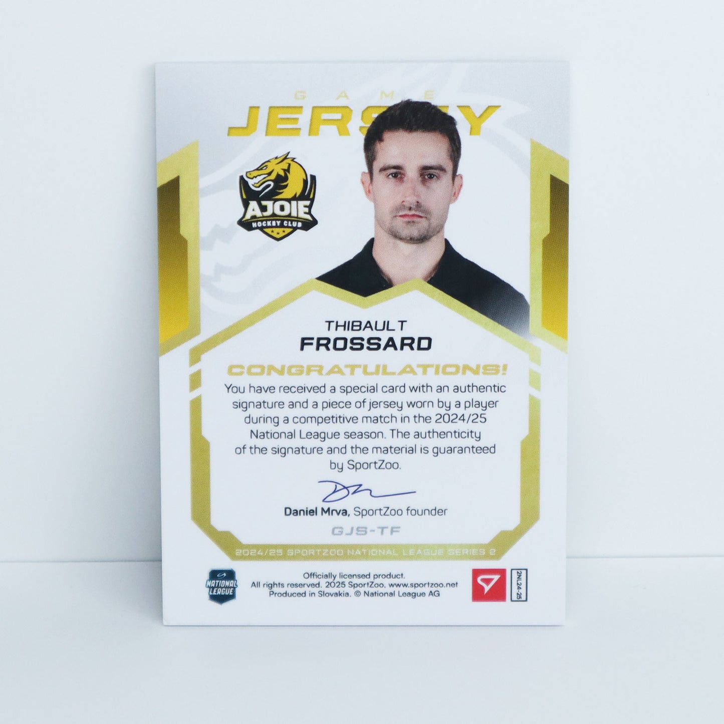 GJS-TF - HCA - THIBAULT FROSSARD - GAME JERSEY GOLD AUTO - 10/20