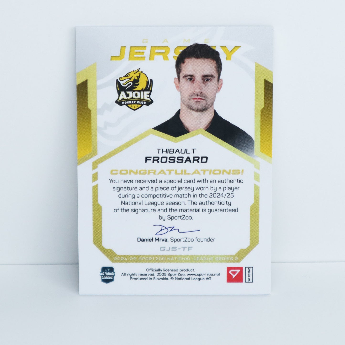 GJS-TF - HCA - THIBAULT FROSSARD - GAME JERSEY GOLD AUTO - 13/20