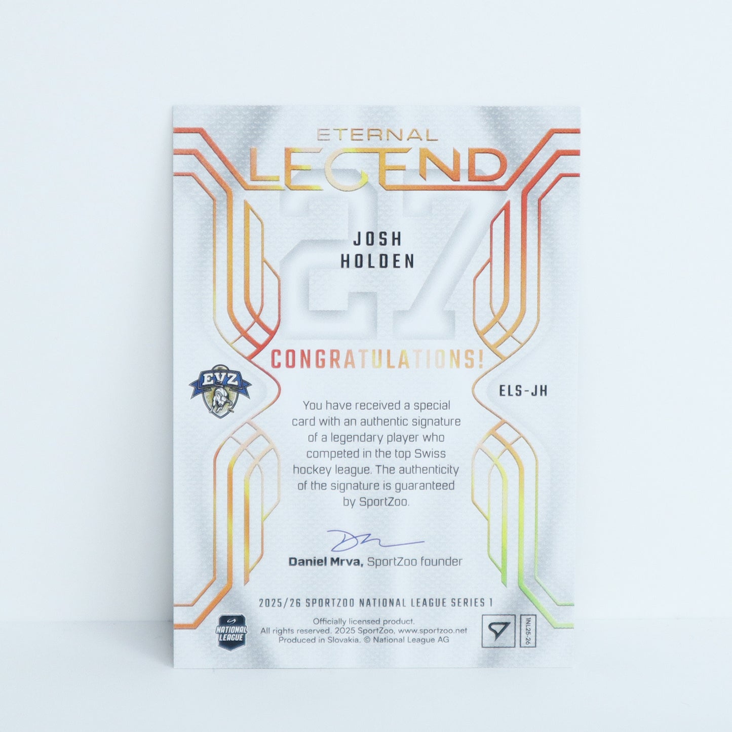 ELS-JH - EVZ - JOSH HOLDEN - ETERNAL LEGENDS GOLD AUTO - 11/39