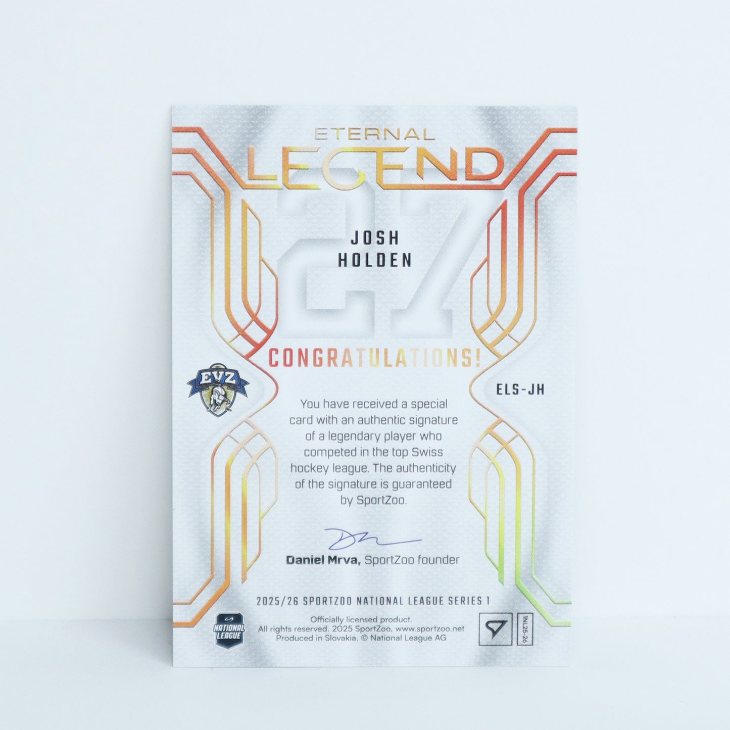 ELS-JH - EVZ - JOSH HOLDEN - ETERNAL LEGENDS GOLD AUTO - 37/39