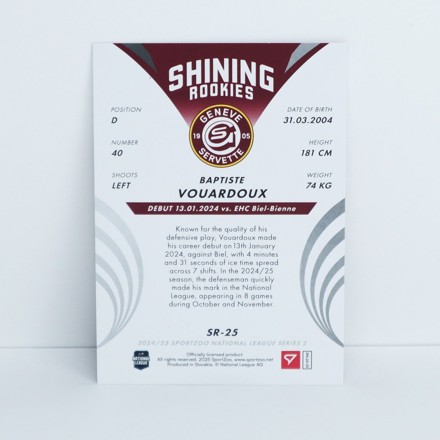 SR-25 - GSHC - BAPTISTE VOUARDOUX - SHINING ROOKIES COPPER - 08/69