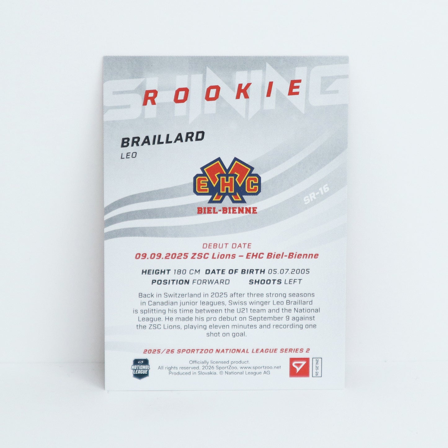 SR-16 - EHCB - LEO BRAILLARD - SHINING ROOKIES GOLD - 07/69