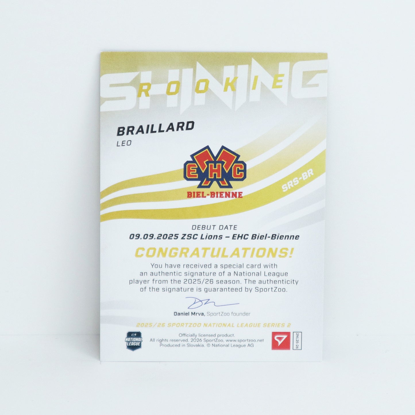 SRS-BR - EHCB - LEO BRAILLARD - SHINING ROOKIES GOLD AUTO - 20/39