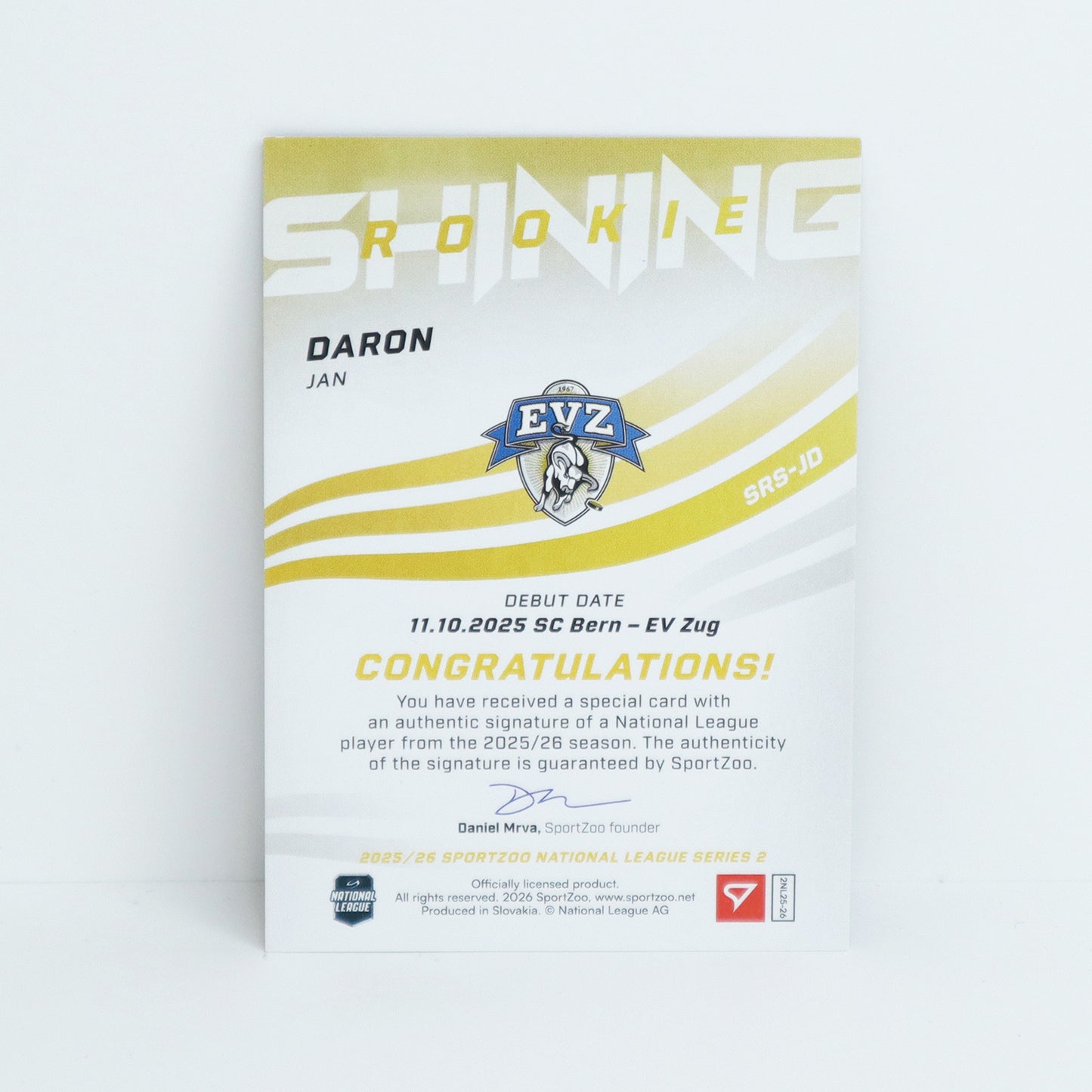 SRS-JD - EVZ - JAN DARON - SHINING ROOKIES GOLD AUTO - 28/39
