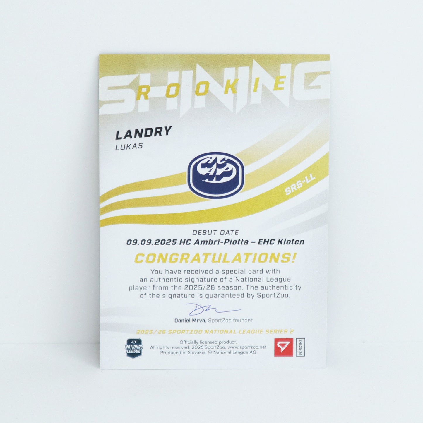 SRS-LL - HCAP - LUKAS LANDRY - SHINING ROOKIES GOLD AUTO - 29/39