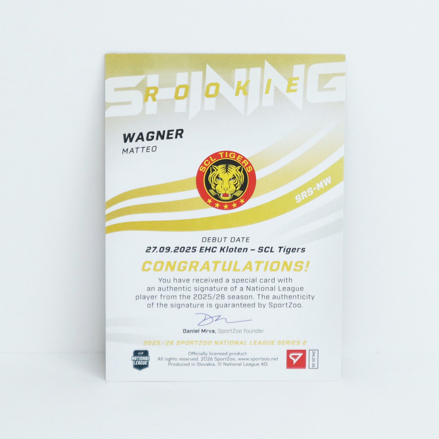 SRS-MW - SCL - MATTEO WAGNER - SHINING ROOKIES GOLD AUTO - 03/39