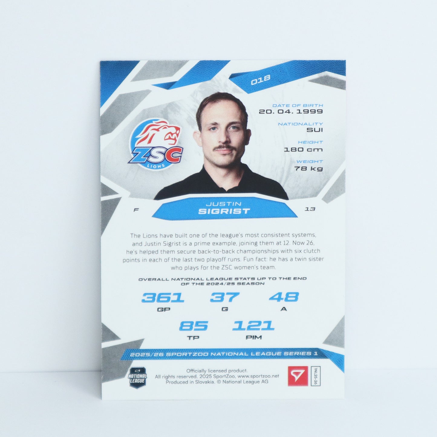 018 - ZSC - JUSTIN SIGRIST - BASE BLUE