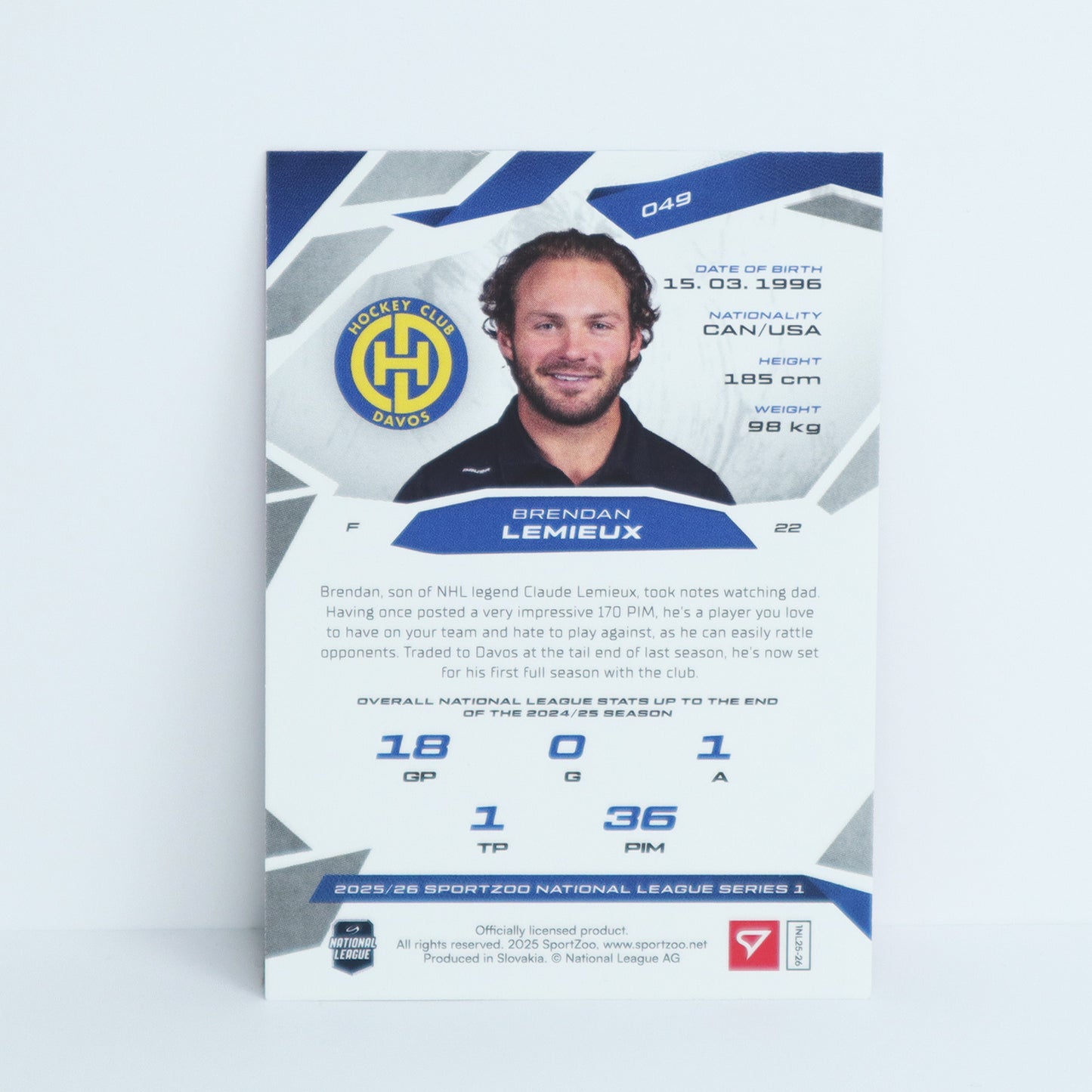 049 - HCD - BRENDAN LEMIEUX - BASE PINK