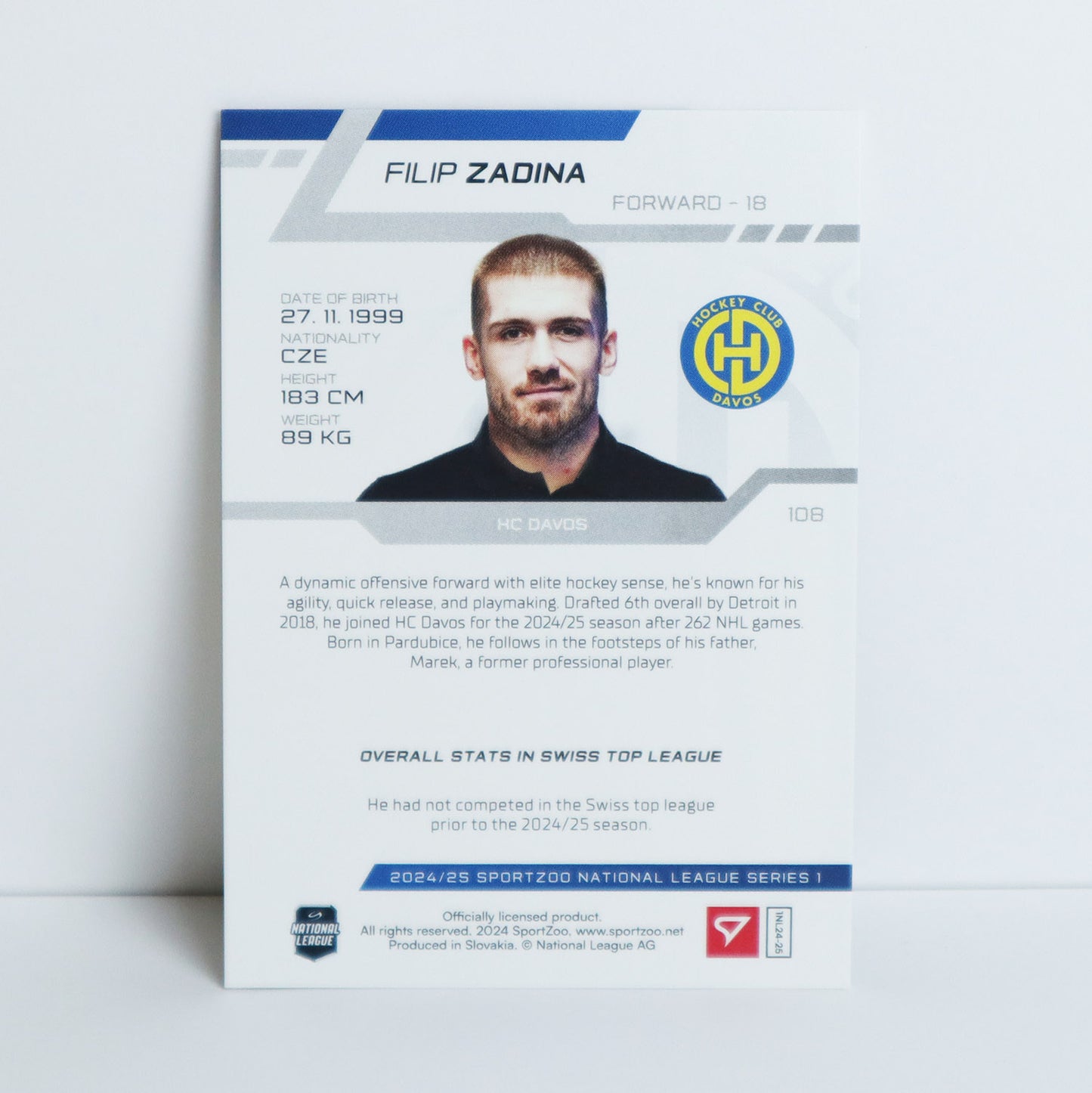 108 - HCD - FILIP ZADINA - BASE BLUE - 30/30