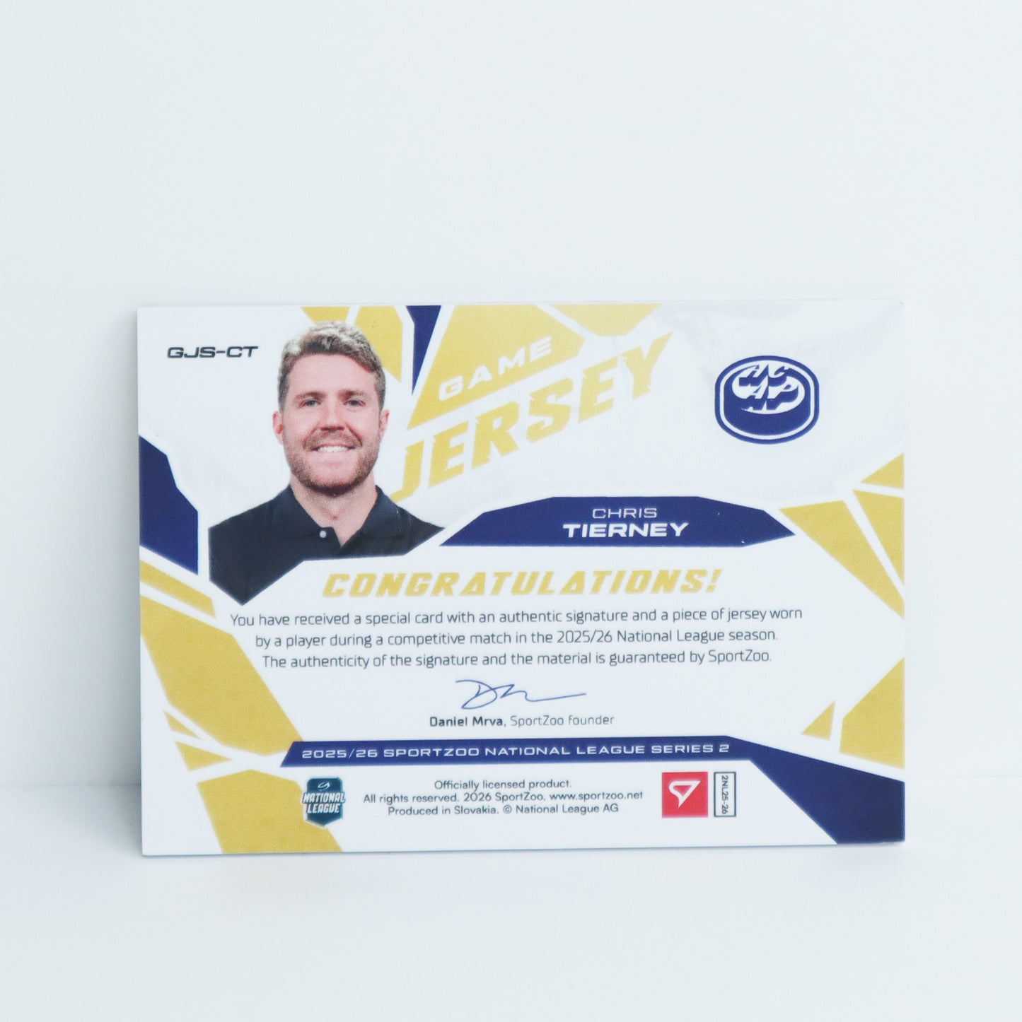 GJS-CT - HCAP - CHRIS TIERNEY - GAME JERSEY GOLD AUTO - 07/30