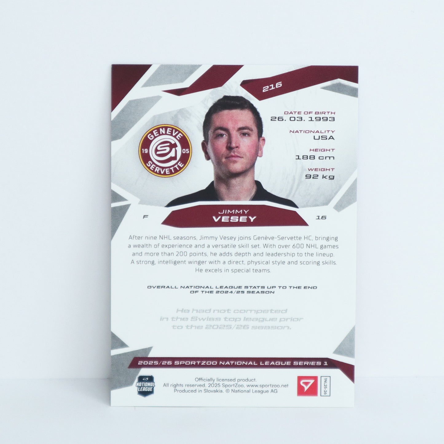 216 - GSHC - JIMMY VESEY - BASE RED - 13/20