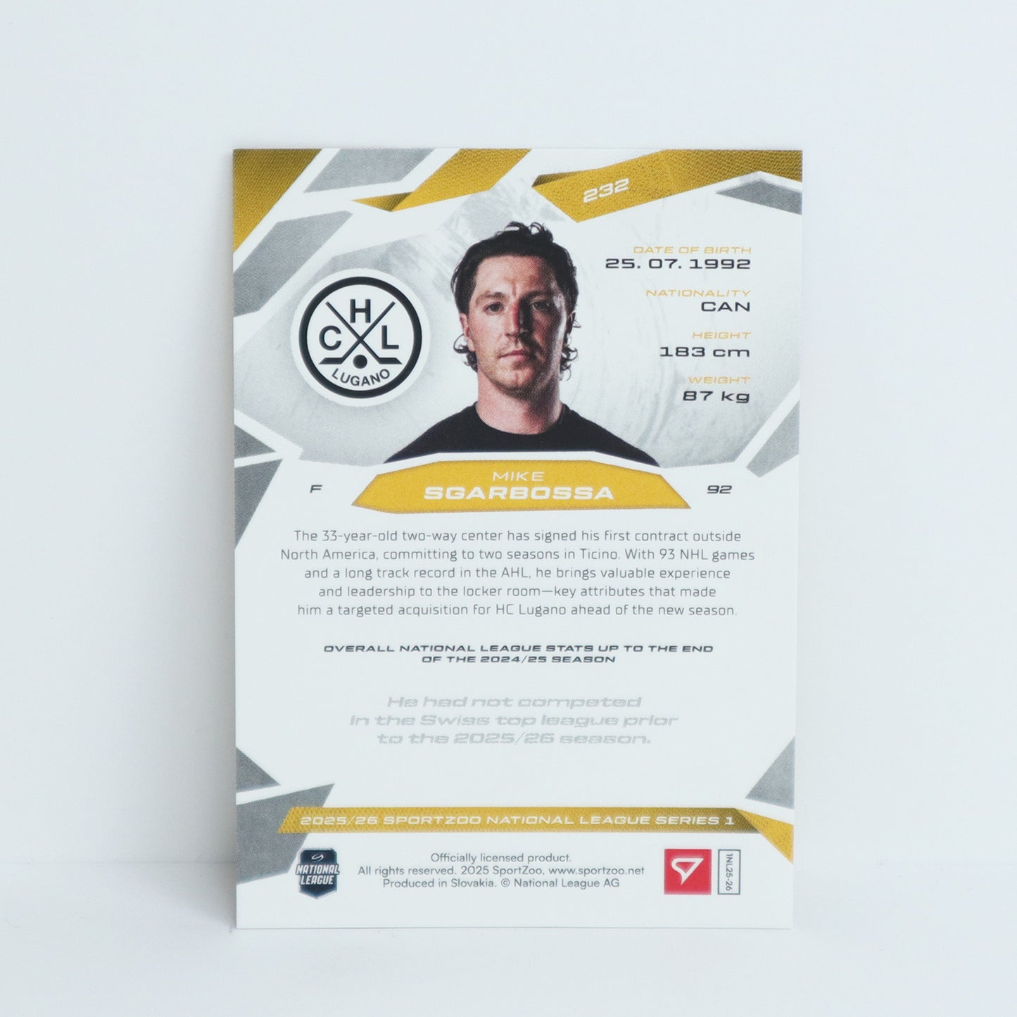232 - HCL - MIKE SGARBOSSA - BASE GOLD - 09/10