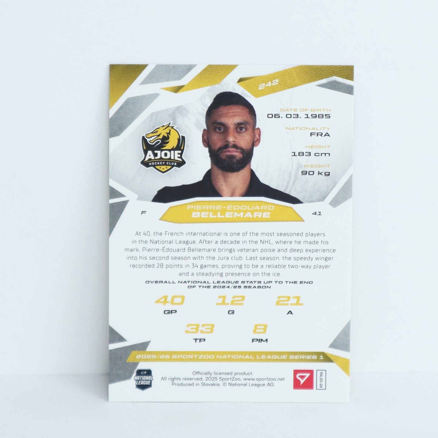 242 - HCA - PIERRE-EDOUARD BELLEMARE - BASE GOLD - 01/10