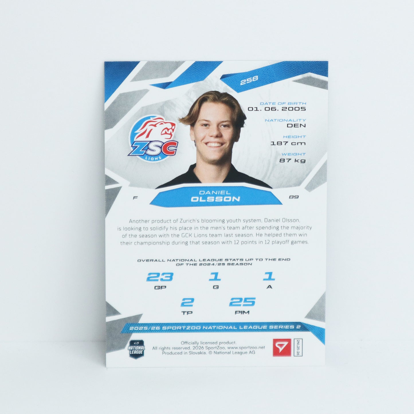 258 - ZSC - DANIEL OLSSON - BASE BLACK - 1/1