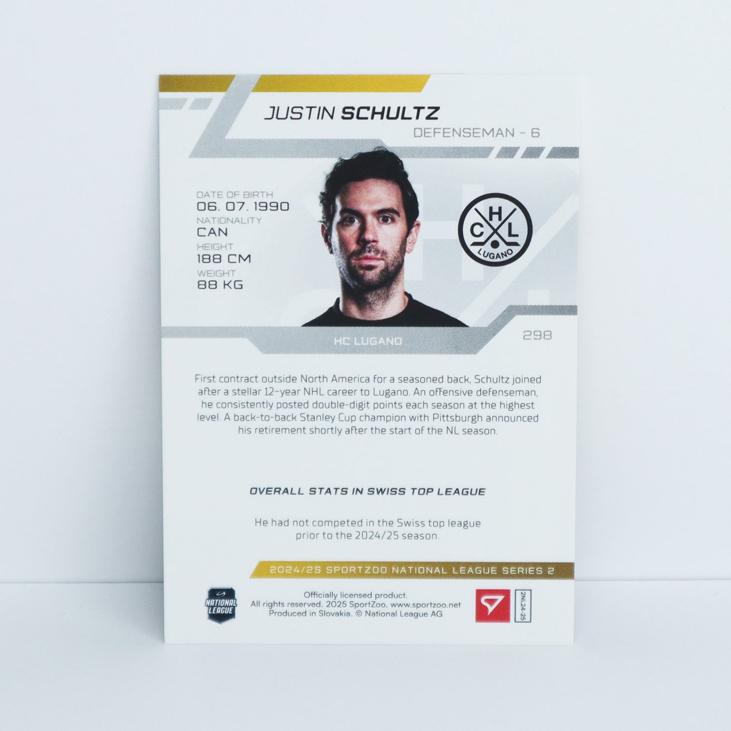 298 - HCL - JUSTIN SCHULTZ - BASE BLUE - 30/30