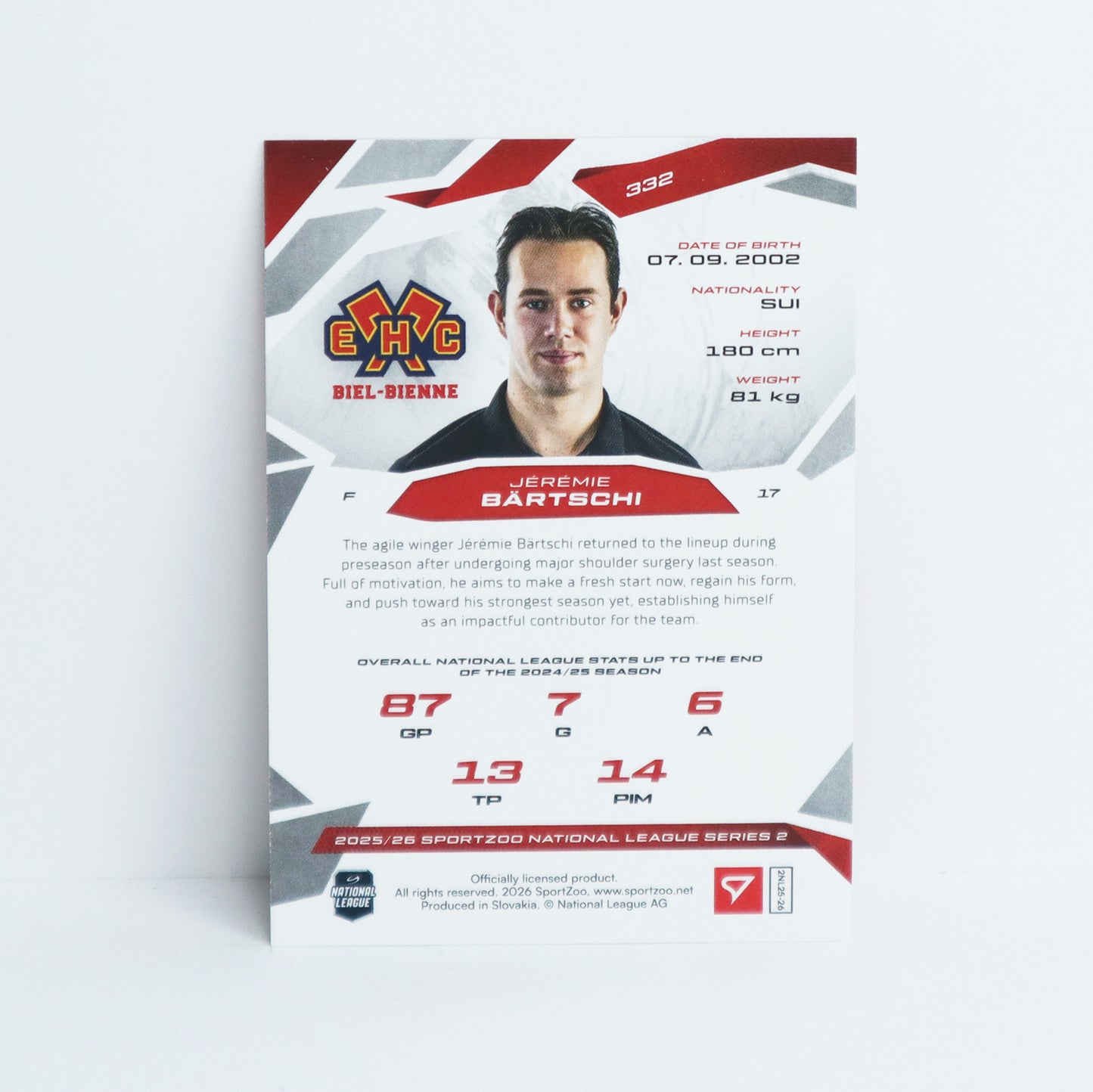 332 - EHCB - JEREMIE BARTSCHI - BASE RED - 01/20