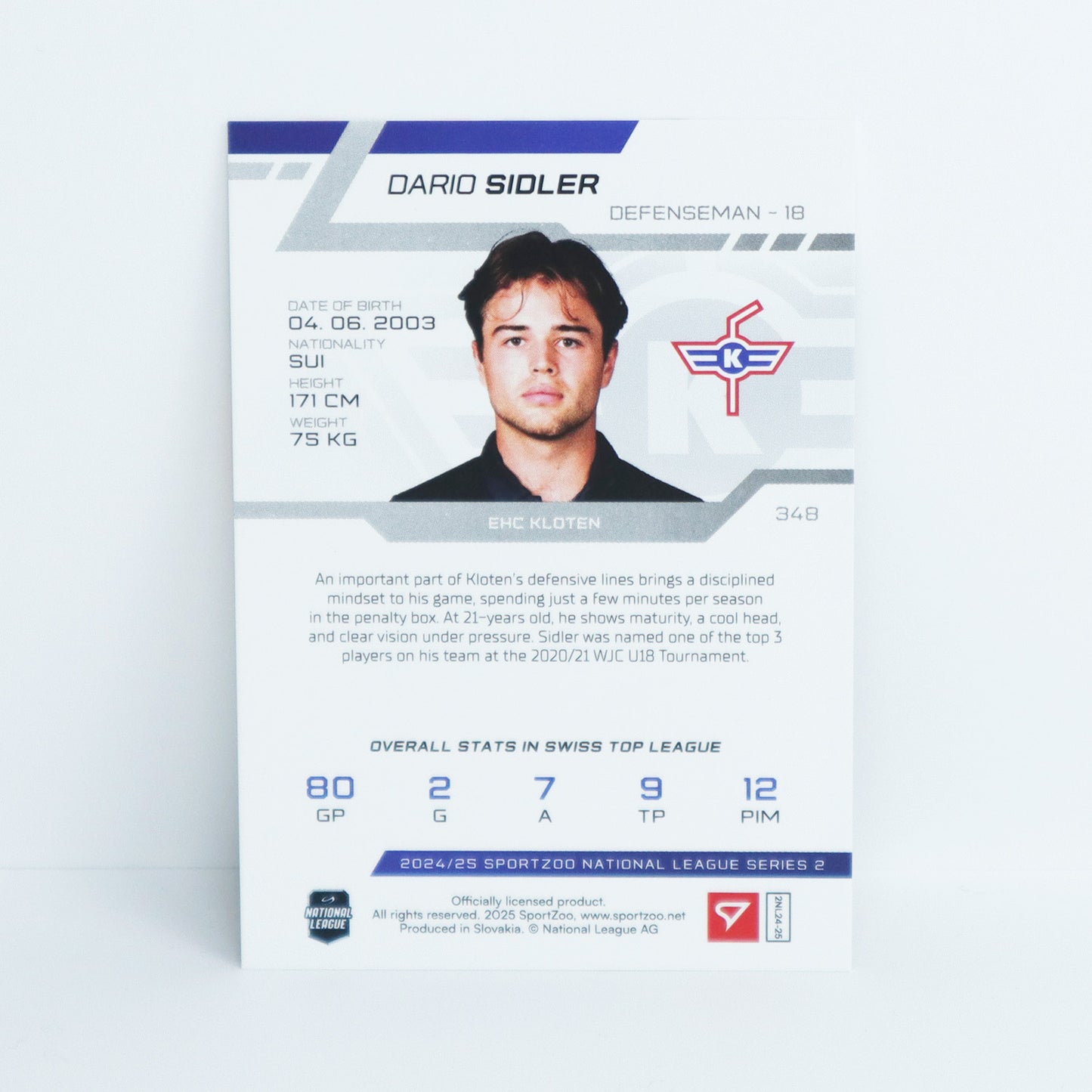 348 - EHCK - DARIO SIDLER - BASE BLACK - 1/1