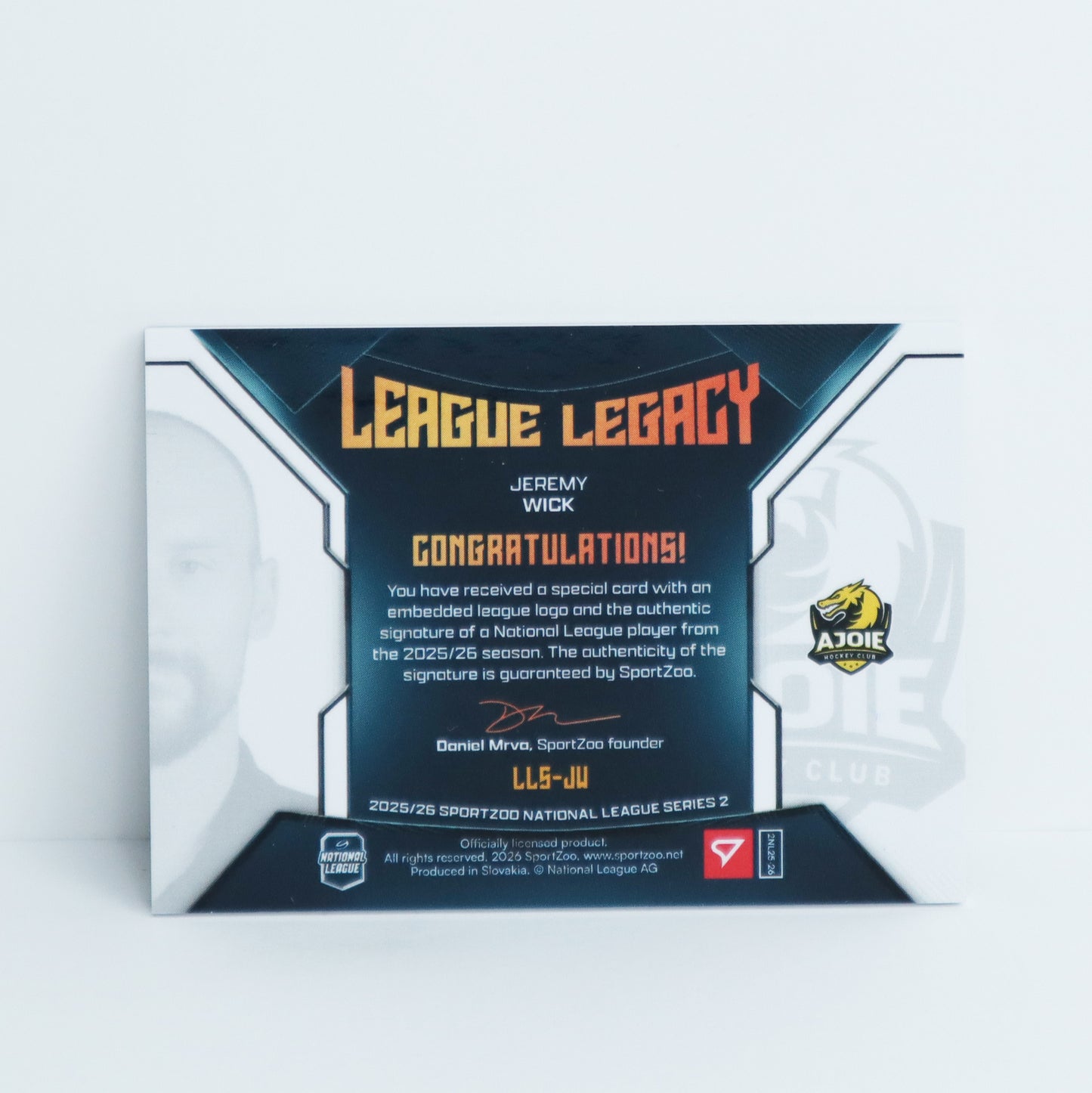 LLS-JW - HCA - JEREMY WICK - LEAGUE LEGACY GOLD AUTO - 6/9
