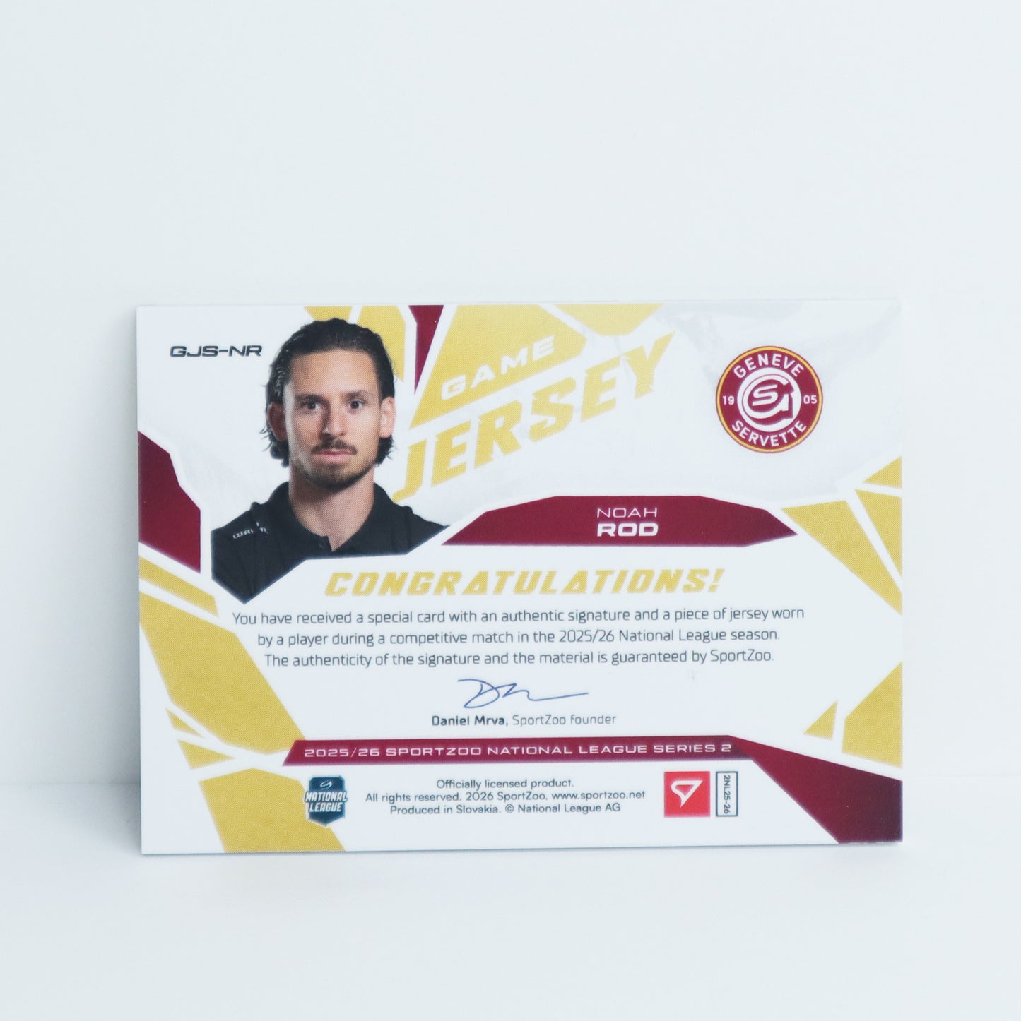 GJS-NR - GSHC - NOAH ROD - GAME JERSEY GOLD AUTO - 09/30