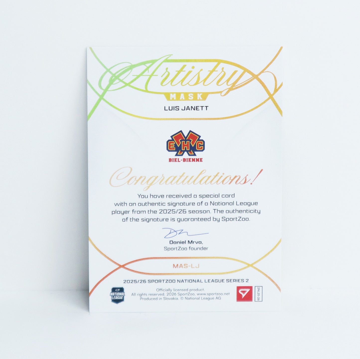 MAS-LJ - EHCB - LUIS JANETT - MASK ARTISTRY GOLD AUTO - 12/35