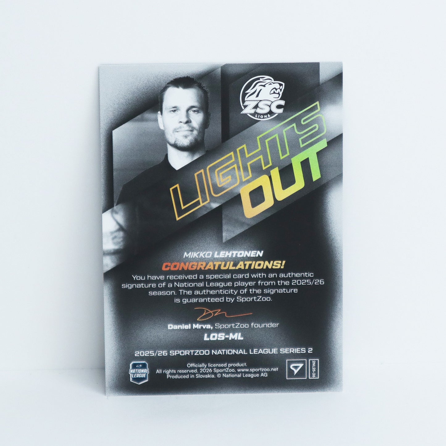 LOS-ML - ZSC - MIKKO LEHTONEN - LIGHTS OUT GOLD AUTO - 44/60